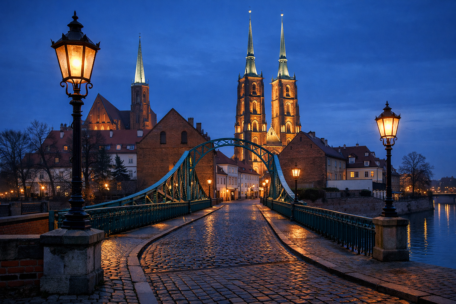 Kubek kawy na tle mostu nad Odrą we Wrocławiu